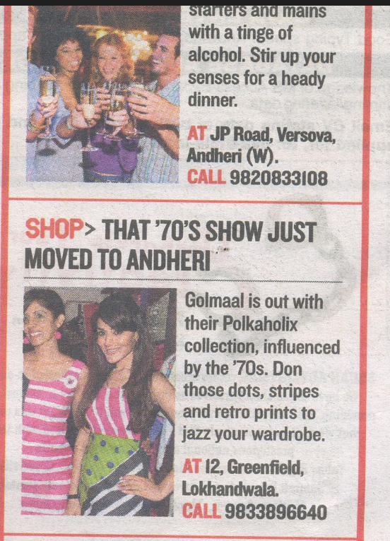 New Collection in Bombay Times Shopping Section